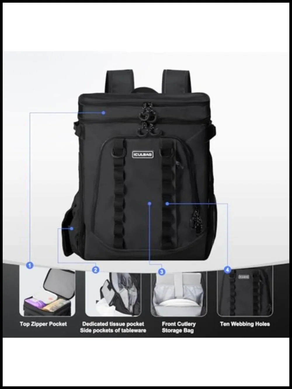 Insulated Backpack Cooler 36 Can Leak Proof Waterproof Camping Hiking Picnic